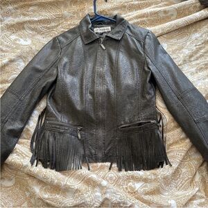 Vegan Leather Fringe Jacket